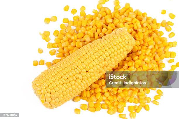 Corncob On A Bulk Of Corn Grains Stock Photo - Download Image Now - Agriculture, Backgrounds, Cereal Plant