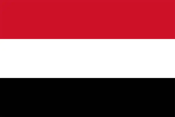 Vector illustration of Flag of Yemen. The Yemeni flag is a tricolor of red-white-black.