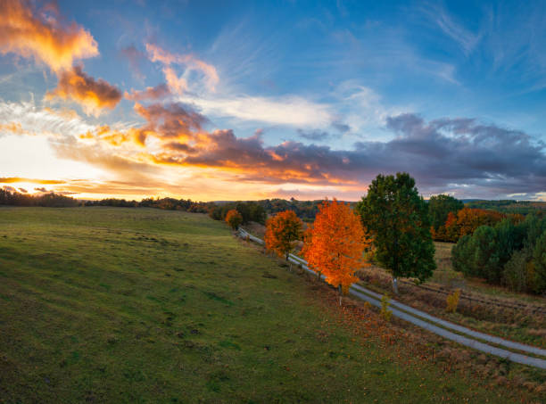 istock Beautiful landscape with autumn trees at sunset. Poland 1776032930