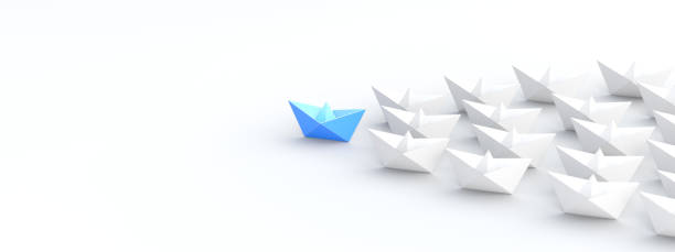 istock Leadership concept, blue leader boat leading white boats, on white background 1776038435