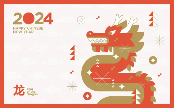 Vector illustration of Happy Chinese New Year of the Dragon_2024_design_022