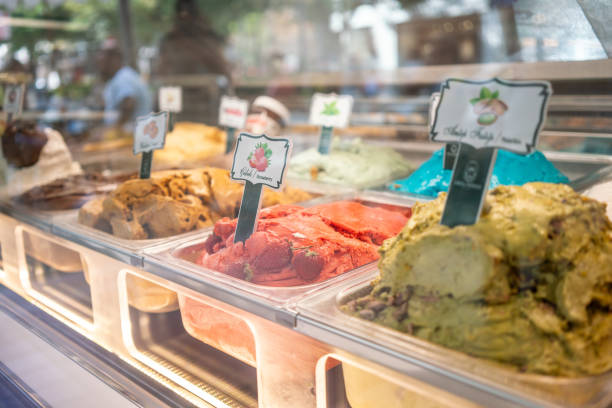Colorful ice cream ready to be served