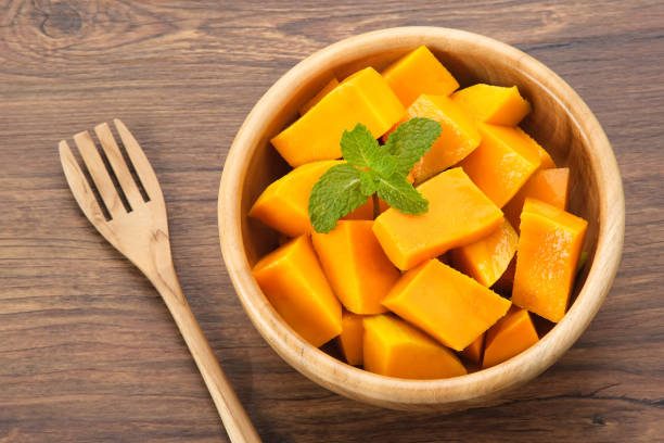 Fresh and ripe mango fruit slice