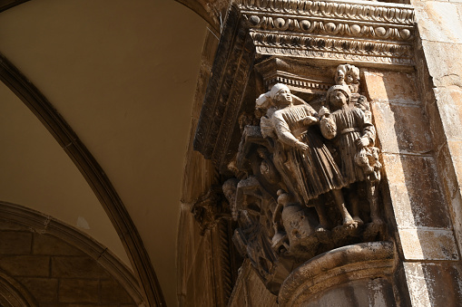 Architectural detail of a column of the city hall  in the city of Dubrovnik