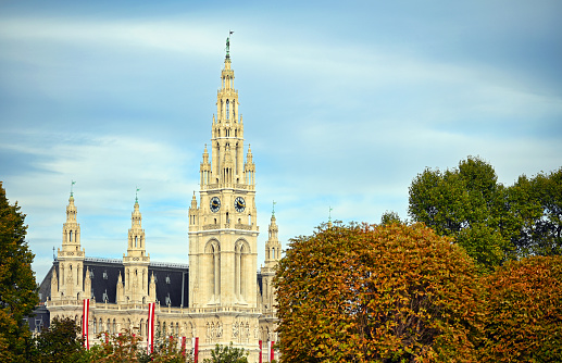 The city hall of Vienna, Austria autumn season