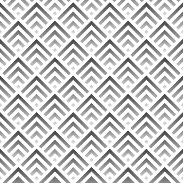 ilustrações, clipart, desenhos animados e ícones de um padrão de chevron em tons de cinza nítido criando uma tesselação geométrica harmoniosa e moderna. - tessellated