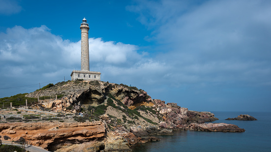 Cabo de Palos light house, near Murcia, Spain, on a bright spring day.