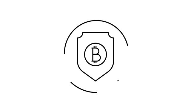 bitcoin secure animated outline icon on white background. bitcoin secure rotation appearance 4k video animation for web, mobile and ui design