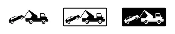 Vector illustration of Set of no parking road  vector signs. Tow car away icons. Warning traffic sign.