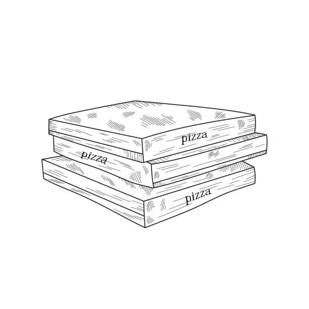 Vector illustration of pizza boxes in graphic style