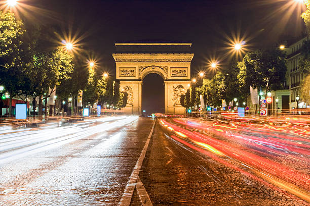 istock Road to the Champs Elysees at night 177618063