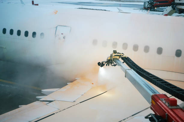 istock Deicing of airplane at airport before take off 1776181209