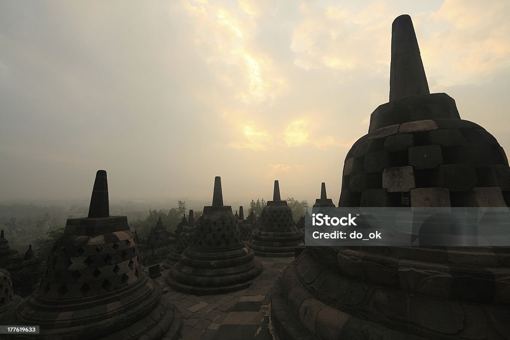 Borobudur Sonnenaufgang - Lizenzfrei Landschaft Stock-Foto