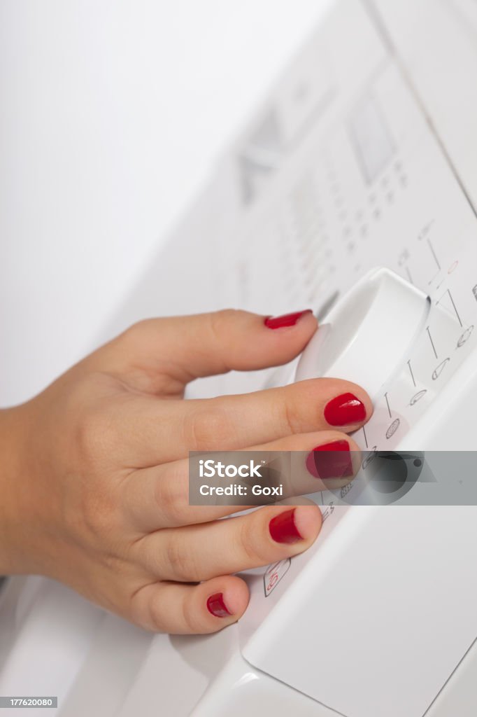 Washing machine Starting washing machine Knob Stock Photo