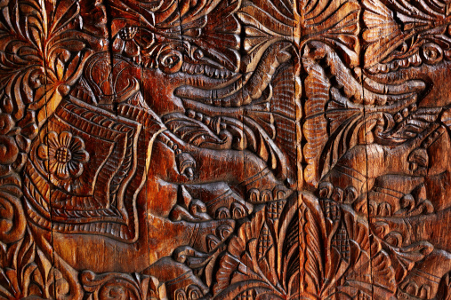 Māori carving on wood in New Zealand