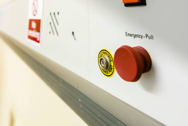 istock Bed head unit in a hospital ward showing an emergency red pull call bell and an electrostatic discharge point. 1776211048