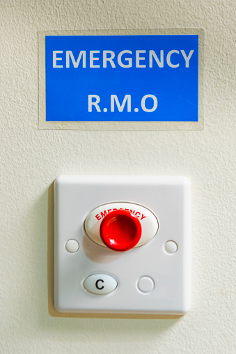 Emergency call bell button to summon the Resident Medical Officer doctor in an emergency situation.