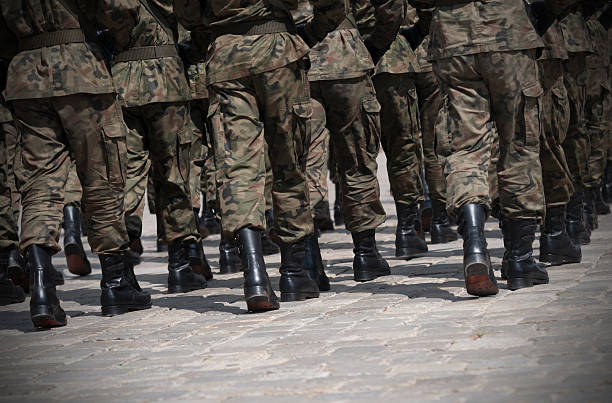 istock Soldiers march in formation 177623205