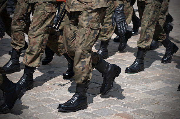 istock Soldiers march in formation 177623206