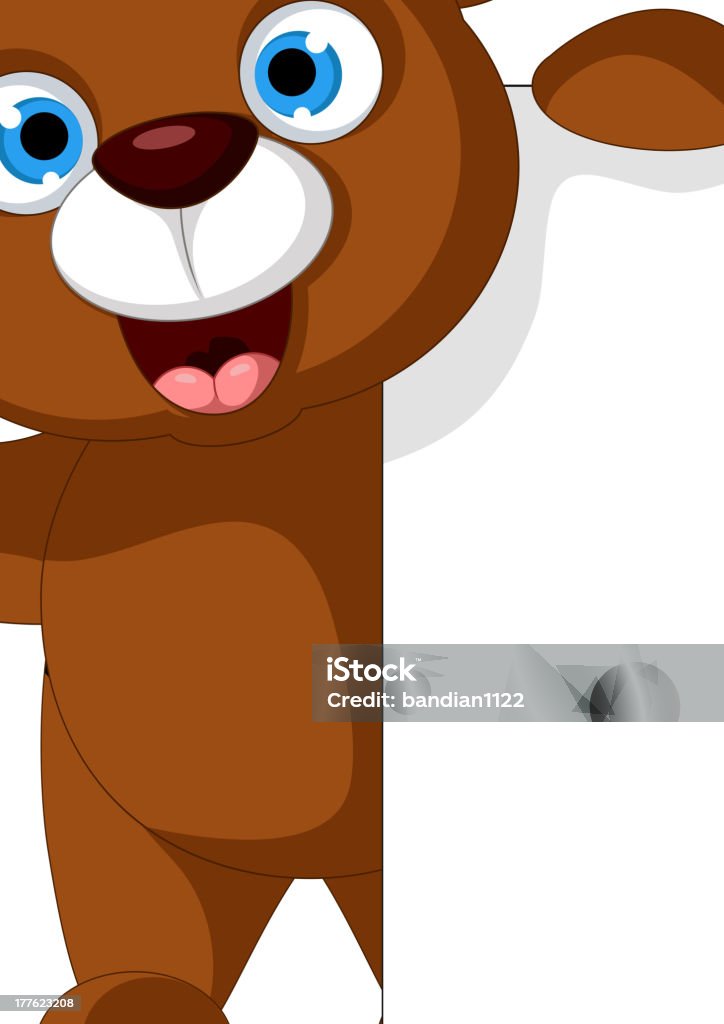 happy baby brown bear cartoon posing with blank sign vector illustration of happy baby brown bear cartoon posing with blank sign Animal stock vector