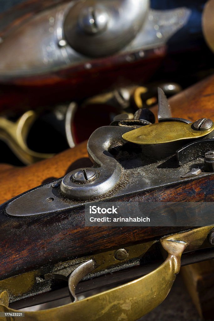 Muzzleloader Antique muzzleloaders on display. Rifle Stock Photo