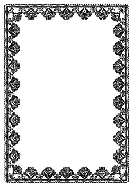 frame of floral pattern lace frame of floral pattern lace. black flowers on white background lace black lingerie floral pattern stock pictures, royalty-free photos & images