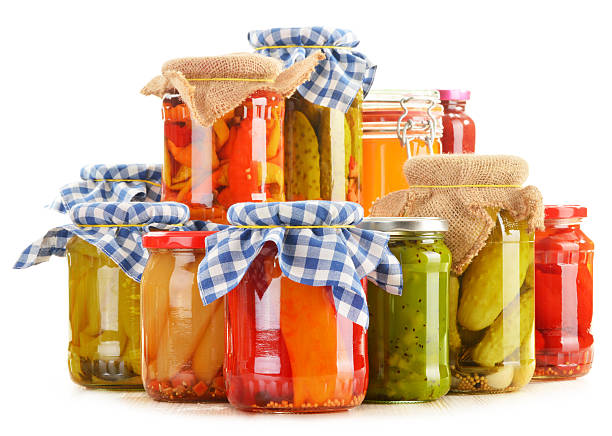 istock Composition with jars of pickled vegetables isolated on white 177623862