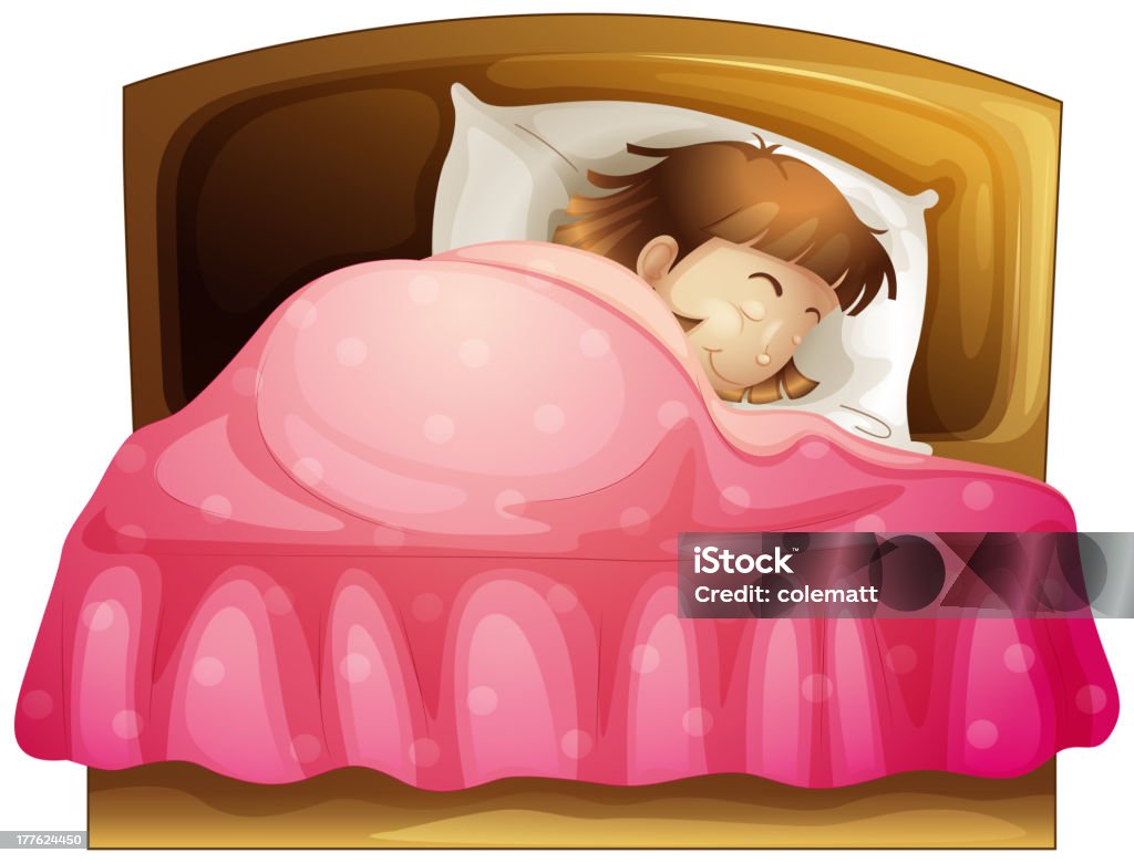 Śpiąca dziewczynka - Grafika wektorowa royalty-free (Czerwony)