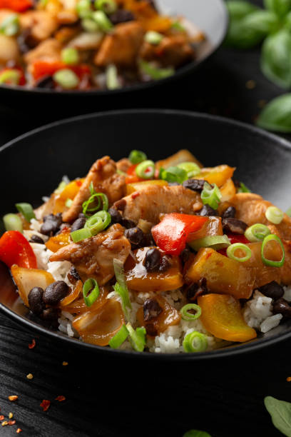 istock Stir fry Chicken with Black Bean, vegetables and rice 1776244873