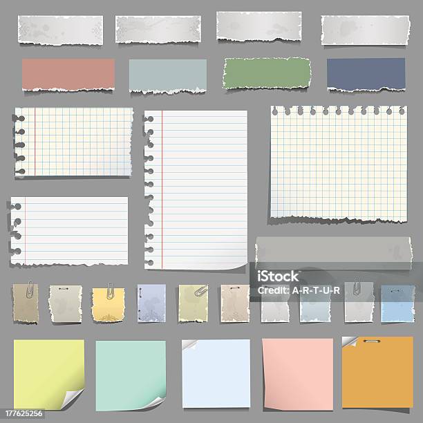 Varie Note Carta - Immagini vettoriali stock e altre immagini di Effetto strappato - Effetto strappato, Foglio a righe, Carta