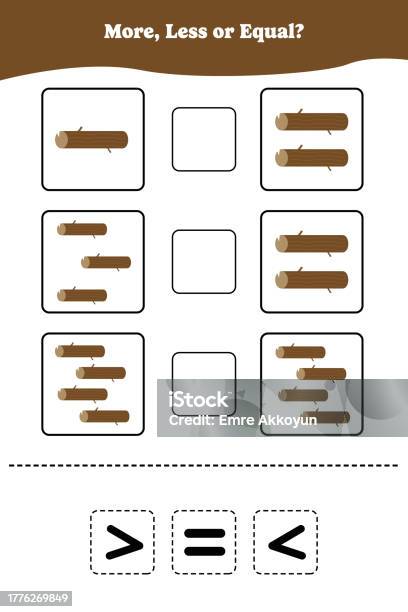 Lessen Equal Math More Less Or Equal Educational Math Game For Kids Stock Illustration ...