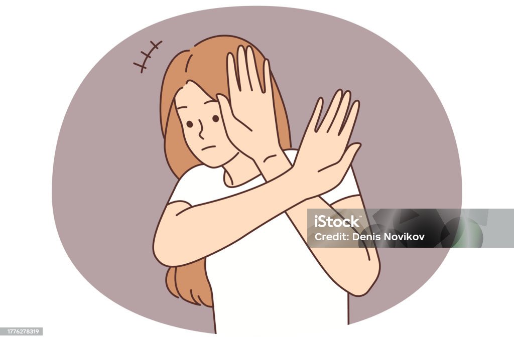 Scaredness Scared Woman Make Hand Gesture Stock Illustration - Download Image Now ...