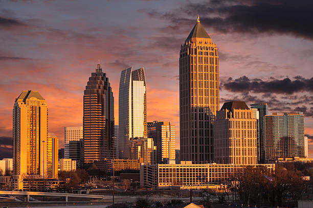 Atlanta Georgia skyline with sunset dusk sky