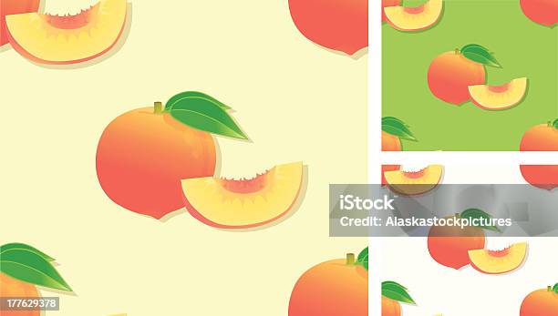 연속무늬 Peaches 과일에 대한 스톡 벡터 아트 및 기타 이미지 - 과일, 노랑, 녹색