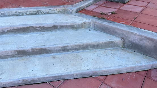Cement stairs in parking lot