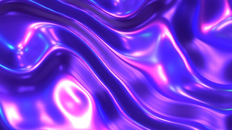 Purple blue shiny wavy background, latex  glossy neon colors lustrous texture pattern background animation, shiny metallic.