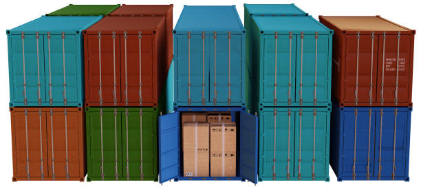 istock Shipping Containers 20 feet and 40 feet size on white background with clipping path 1776307183