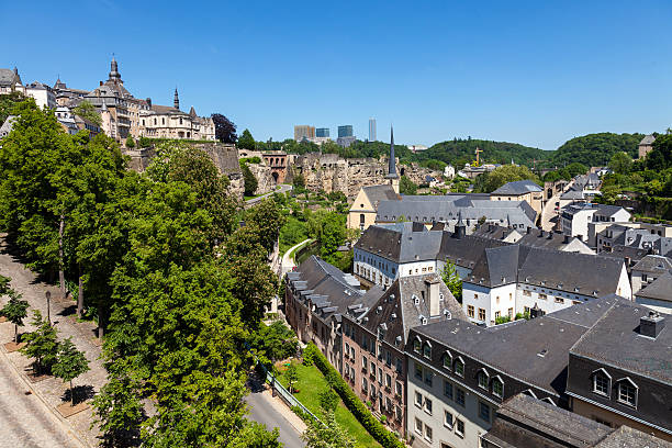 luxemburg panorama - kirchberg luxemburg stock-fotos und bilder
