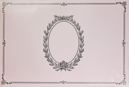 Old engraved illustration of decorative ornament frame, Victorian Scroll