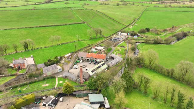 Aerial view of The Mill in Cloughmills Village Ballymena County Antrim Northern Ireland