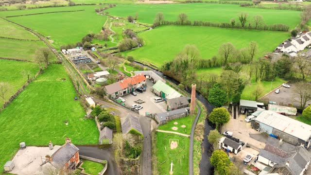 Aerial view of The Mill in Cloughmills Village Ballymena County Antrim Northern Ireland