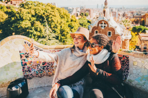 istock Friends taking selfie at Park Guell,Barcelona 1776347629
