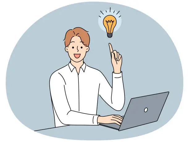 Vector illustration of Businessman with lightbulb generate business idea