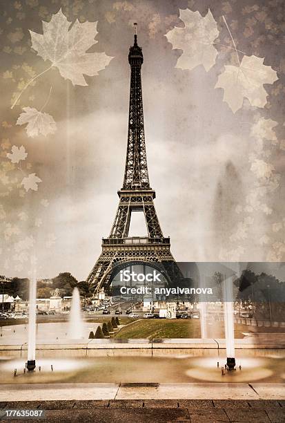 Seasonal Picture Of Eiffel Tower In Paris Stock Photo - Download Image Now - Antique, Autumn, Brown