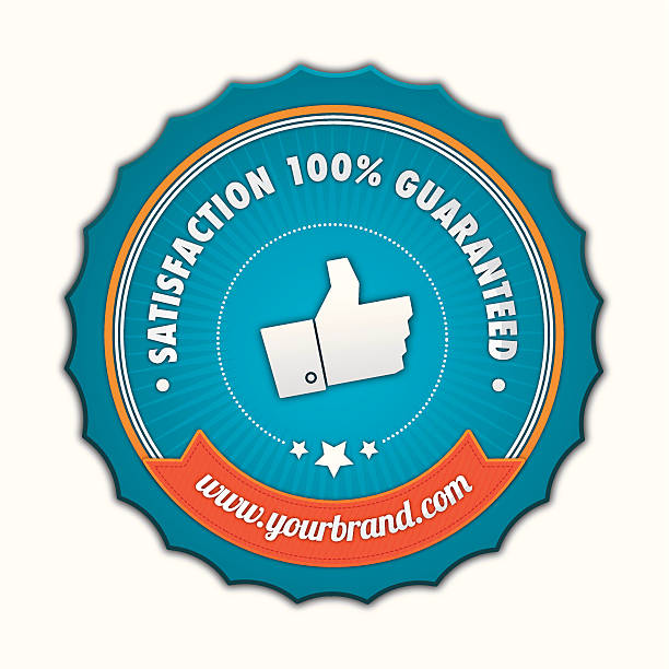 Satisfaction guaranteed badge Eps10 - contains transparent and blending mode objects. All design elements are layered and grouped. Aics3 and hi-res jpg files are also included. expiry date icon stock illustrations