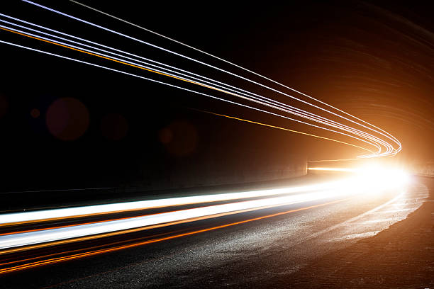 istock Car light trails in the tunnel 177635382