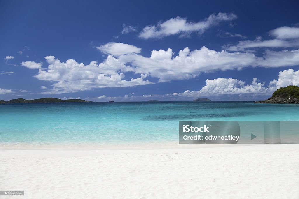 perfect beach shoreline at Trunk Bay, St.John, USVI perfect beach shoreline at a world famous Trunk Bay in St.John, US Virgin Islands Bay of Water Stock Photo