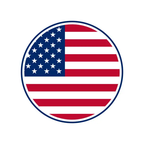 Vector illustration of USA circle flag. Vector