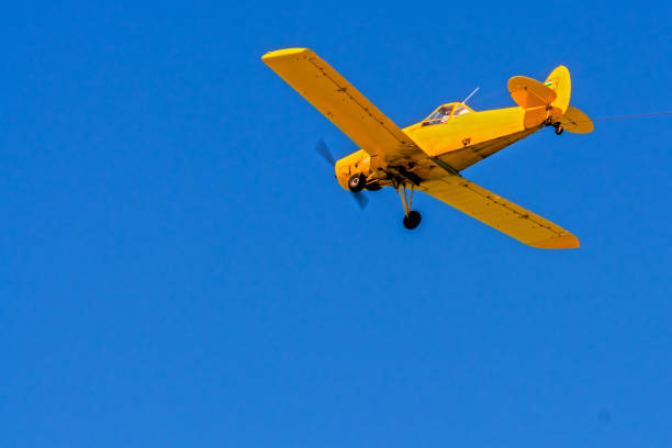 istock Yellow motorized aircraft in the blue sky 1776363751