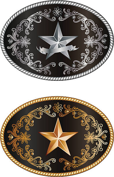 Buckle Buckles with the lone star of texas, isolated on white background helt stock illustrations